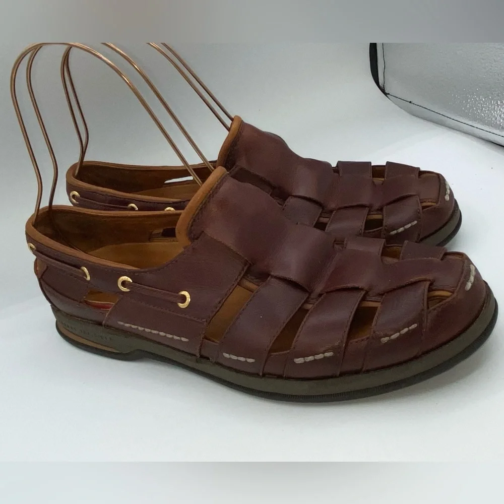Sperry Top-Sider Gold Cup Leather Fisherman Sandals Deerskin Linings 11.5 M AA13 - Picture 5 of 10